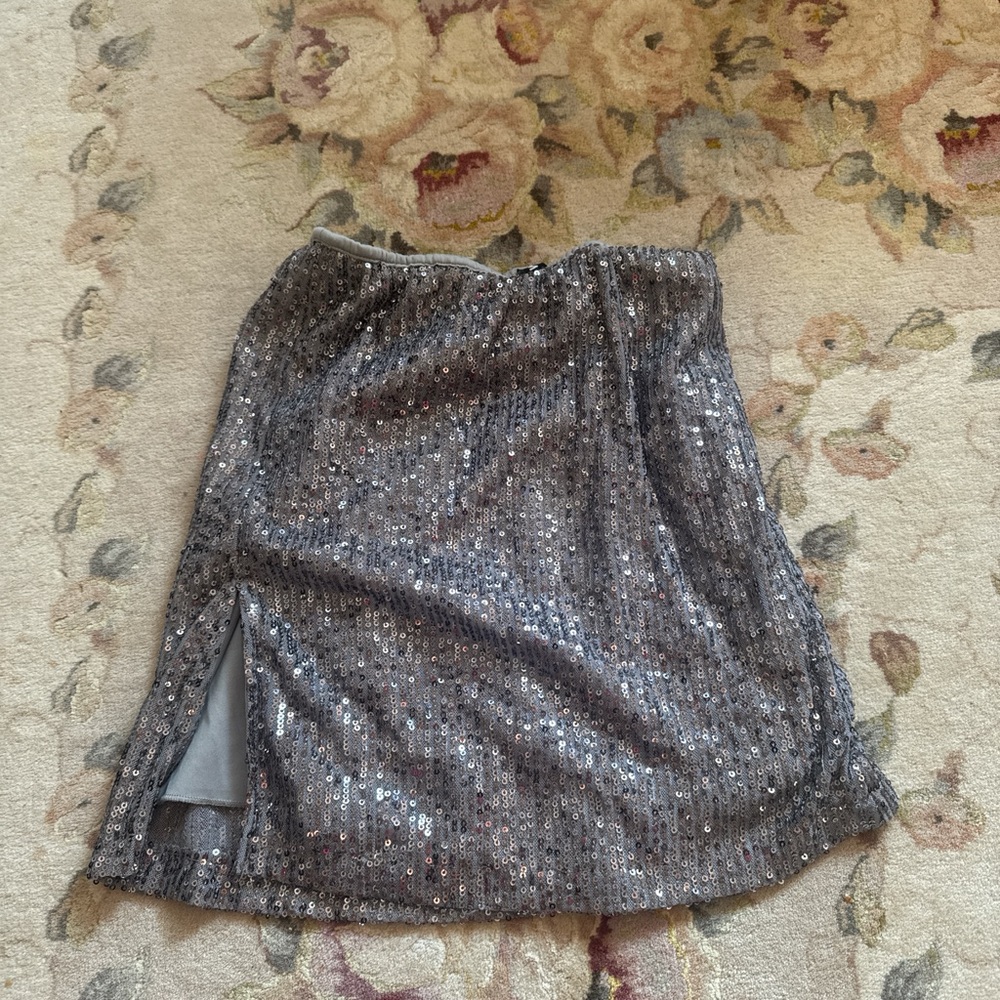 Motel Rocks Silver Sequin Mini Pencil Skirt